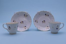 A PAIR OF BARR WORCESTER COFFEE CUPS AND SAUCERS