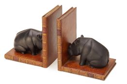 A PAIR OF HIPPO BOOKENDS