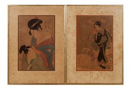 A PAIR OF FRAMED JAPANESE REPRODUCTION WOODBLOCK PRINTS