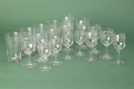 A GROUP OF ASSORTED ETCHED TABLE GLASS