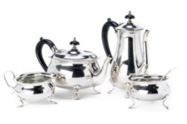 A SILVER PLATED FOUR PIECE TEA AND COFFEE SERVICE