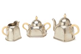 A COSI TABELLINI ART DECO STYLE THREE PIECE COFFEE SERVICE