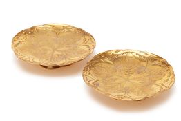 A PAIR OF ART NOUVEAU GILT METAL NUT DISHES