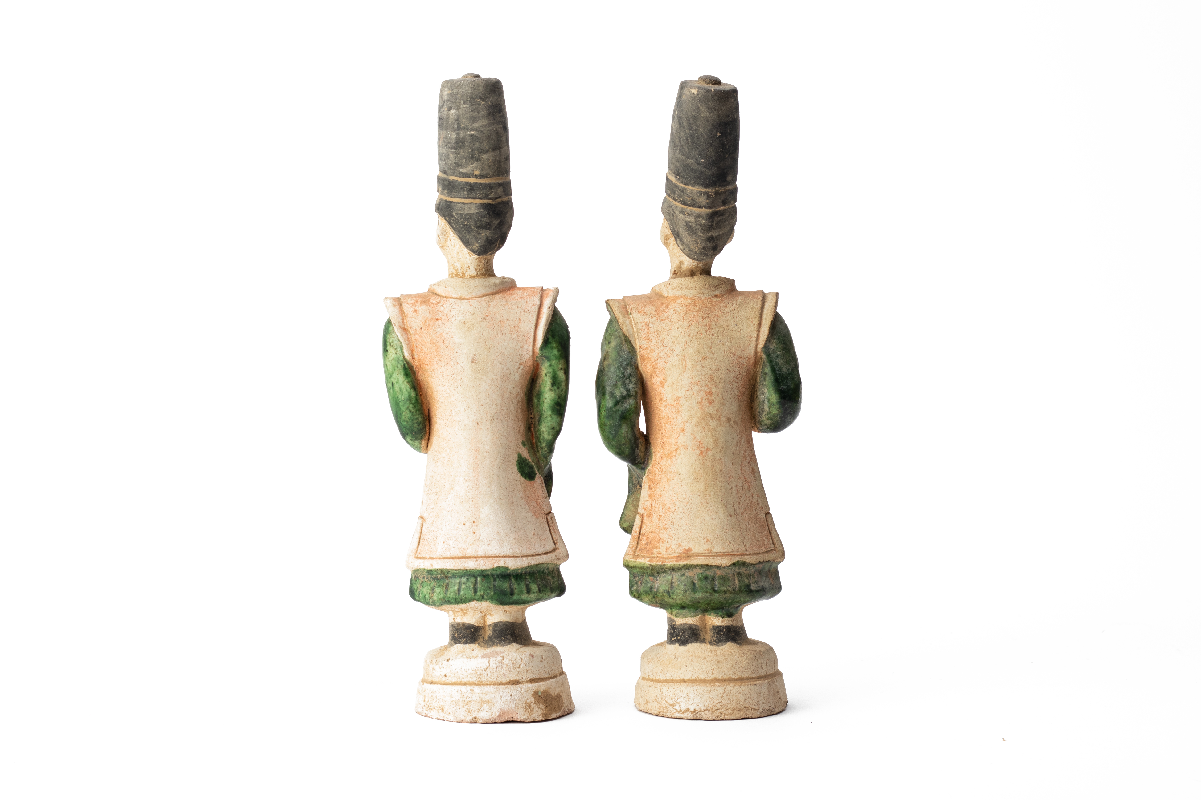 A PAIR OF ORIENTAL POTTERY FIGURES - Image 2 of 2