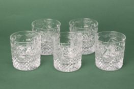 A SET OF FIVE CRYSTAL WHISKY TUMBLERS