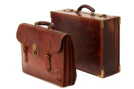 A VINTAGE GENTLEMAN'S LEATHER SATCHEL & A BRIEFCASE