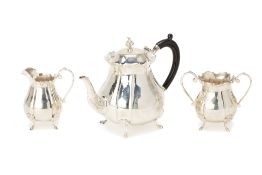 AN INDIAN COLONIAL SILVER THREE PIECE TEA SERVICE