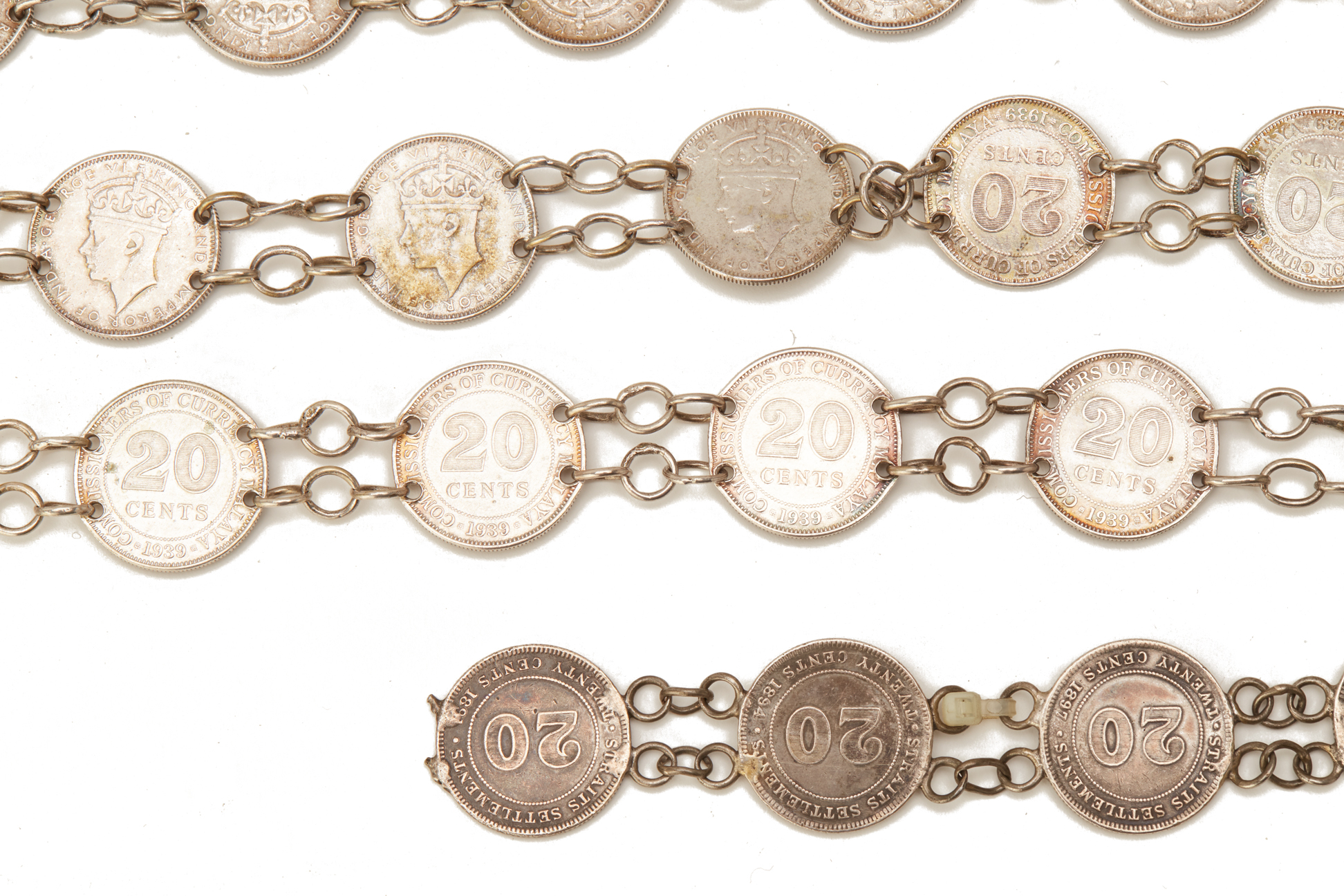 A STRAITS SETTLEMENTS SILVER COIN CHAIN - Image 2 of 2