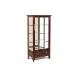 A CHINESE GLAZED HARDWOOD DISPLAY CABINET