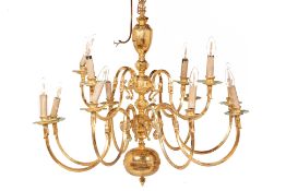 A BRASS CHANDELIER FROM THE RAFFLES HOTEL BALLROOM