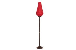 A VIETNAMESE STYLE LAMP WITH RED SHADE