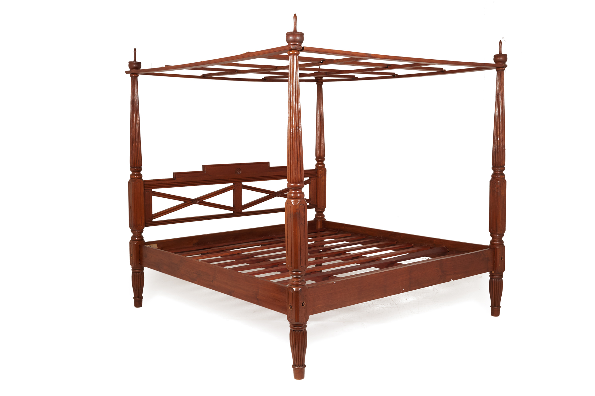 A TEAK FOUR POSTER BED