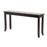 A GLASS INSET BLACK CONTEMPORARY CONSOLE TABLE