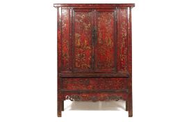 A CHINESE RED AND GILT LACQUER CABINET