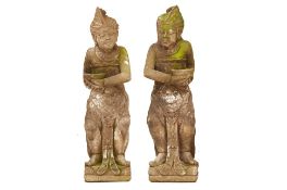 TWO BALINESE LAVA STONE FIGURES OF GODS (1)