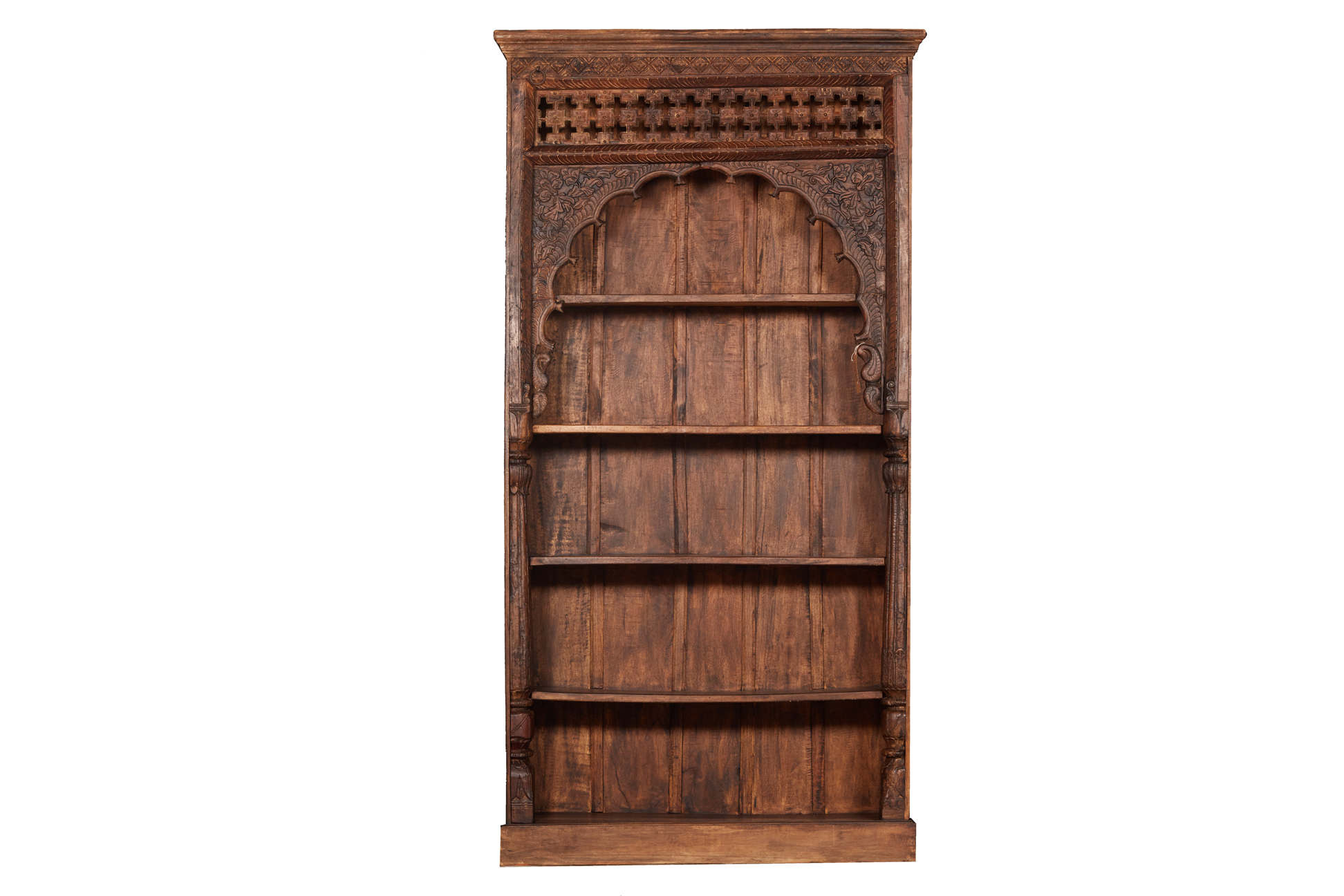 A TALL ANTIQUE DOORWAY ARCH CONVERTED INTO A BOOKCASE (1)