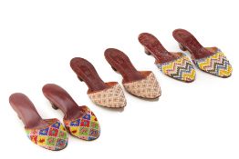 THREE PAIRS OF PERANAKAN BEADED SLIPPERS (KASUT MANEK)