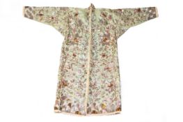 A CHINESE SAGE GREEN EMBROIDERED SILK COAT