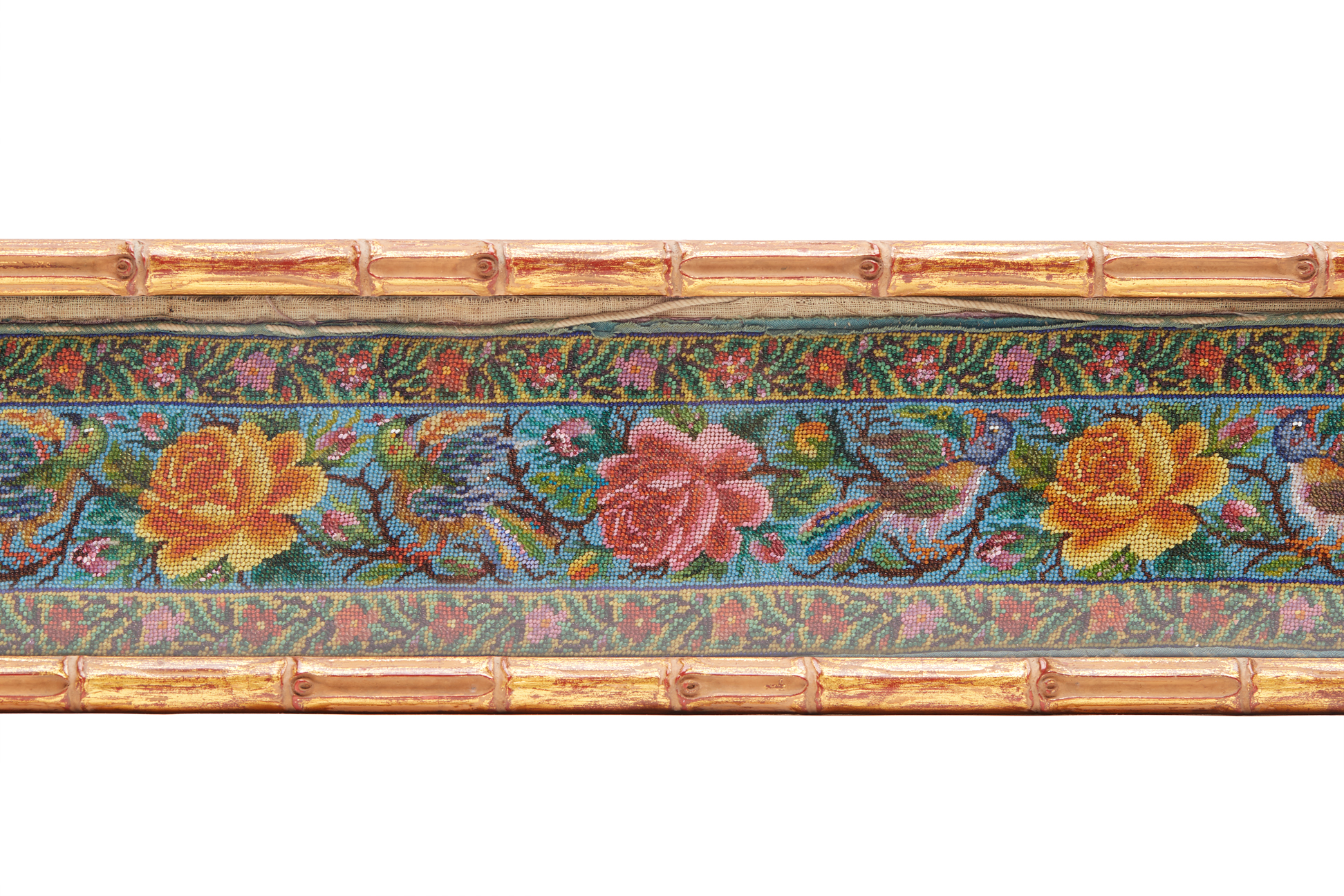 A LARGE FRAMED PERANAKAN BEADED PANEL