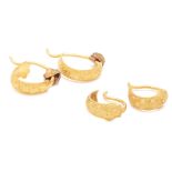 TWO PAIRS OF ANTIQUE GOLD EARRINGS