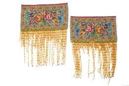 A PAIR OF PERANAKAN BEADED PANELS WITH TASSELS