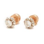 A PAIR OF ANTIQUE ROSE GOLD AND DIAMOND EAR STUDS