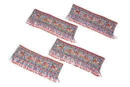 A SET OF FOUR PERANAKAN BEADED PANELS WITH TASSELS