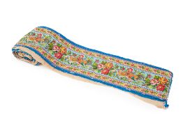 A PERANAKAN BEADED MATTRESS RUNNER (YELLOW BORDER)