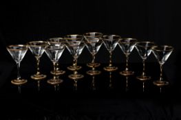 TWELVE COPPE COCKTAIL GLASSES