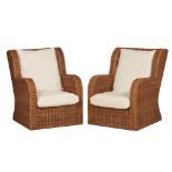 A PAIR OF ELEMENTS WICKER ARMCHAIRS