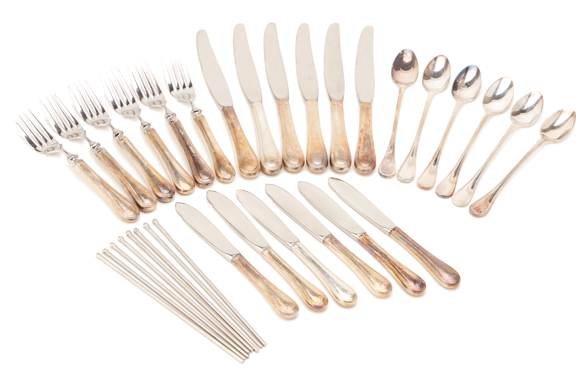 A SILVER PLATED PART CUTLERY SERVICE