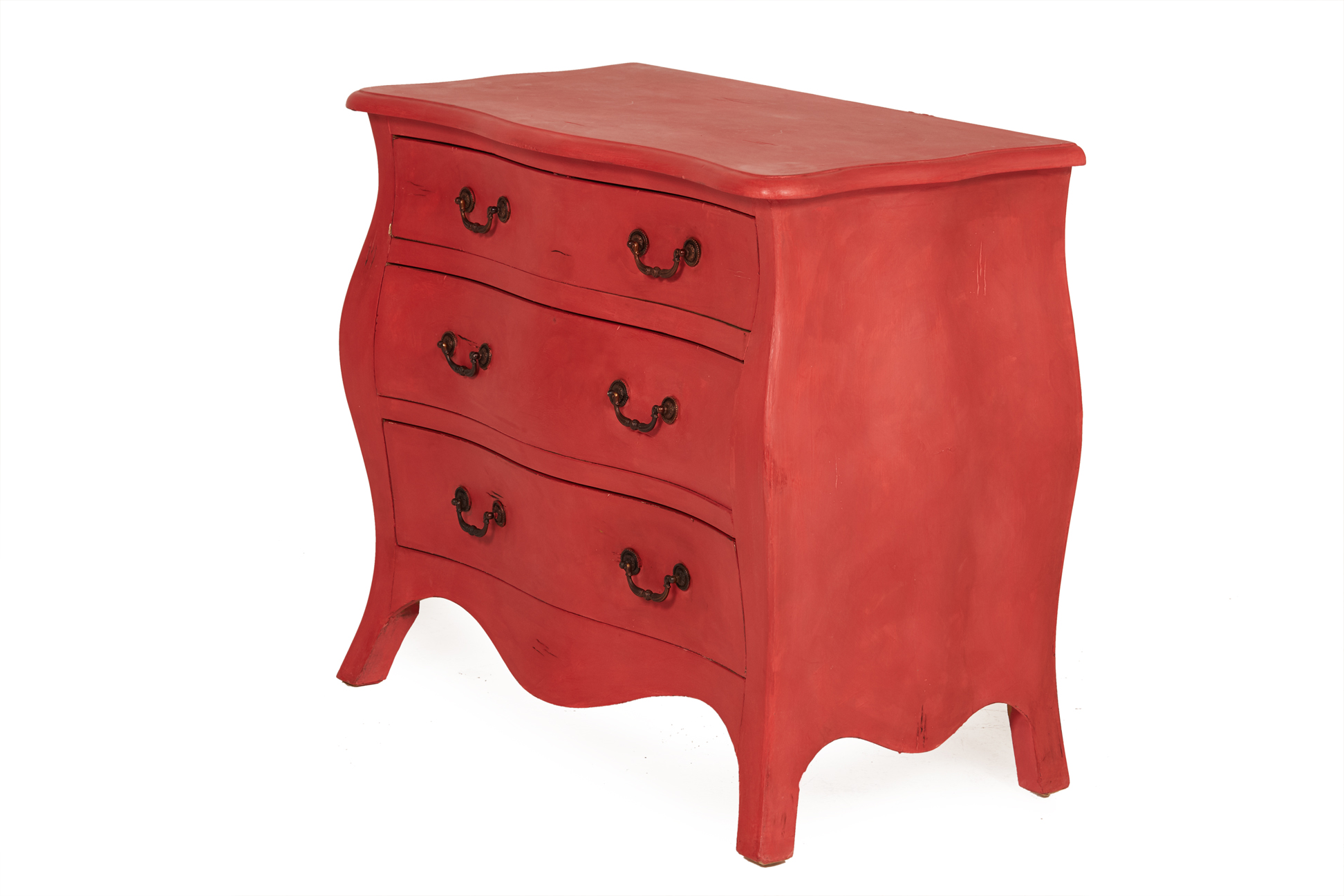 A PAINTED SERPENTINE CHEST OF DRAWERS - Image 2 of 2