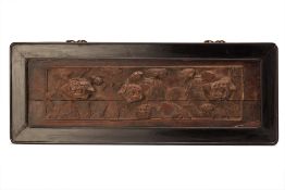 A FRAMED CHINESE WOODEN CARVING