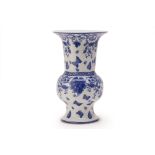 A BLUE AND WHITE BEAKER OR 'GU' VASE