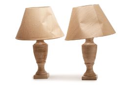 A PAIR OF CREAM LAMPS