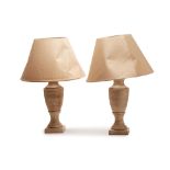 A PAIR OF CREAM LAMPS