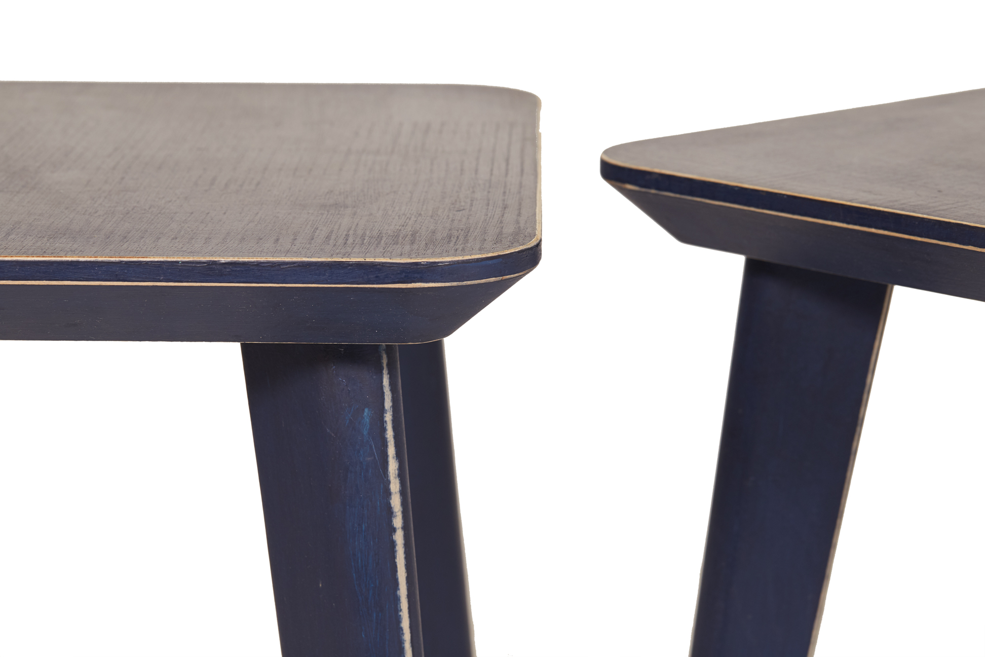 A PAIR OF BLUE PAINTED SIDE TABLES AND A COFFEE TABLE - Image 3 of 4
