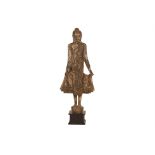 A WOODEN STANDING BUDDHA