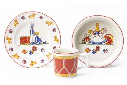 A 'TIFFANY TOYS' BY TIFFANY & CO. PORCELAIN PLATE, BOWL&CUP