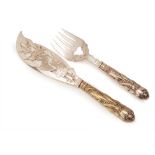 A SILVER PLATED FISH KNIFE AND FORK