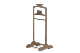 A WOODEN GREY PAINTED SHAVING STAND