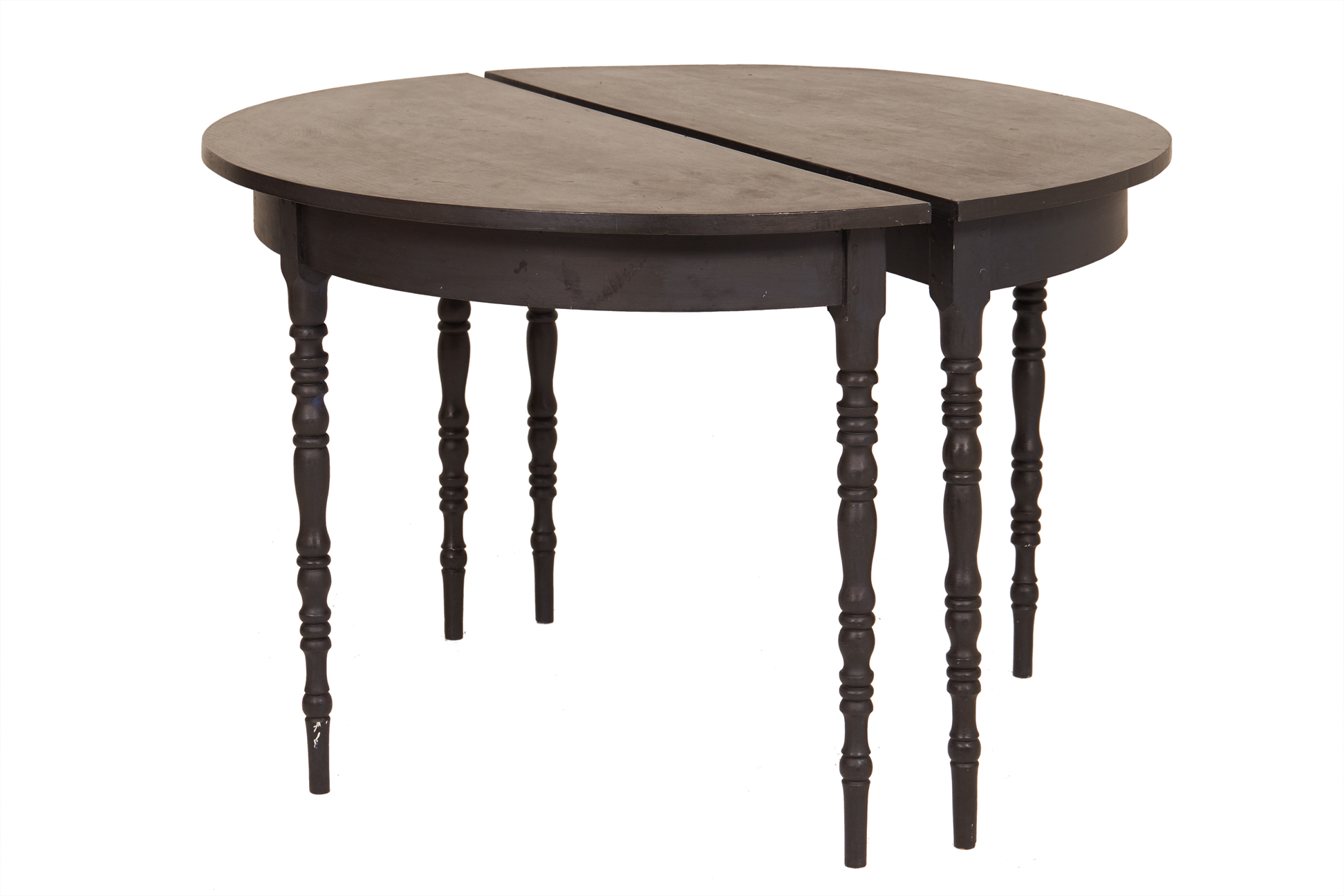 A PAIR OF DEMI LUNE CONSOLE TABLES