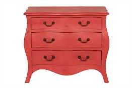 A PAINTED SERPENTINE CHEST OF DRAWERS