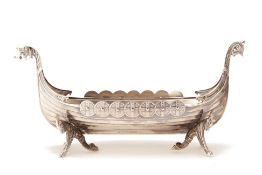 A NORWEGIAN SILVER VIKING BOAT SHAPED BOWL