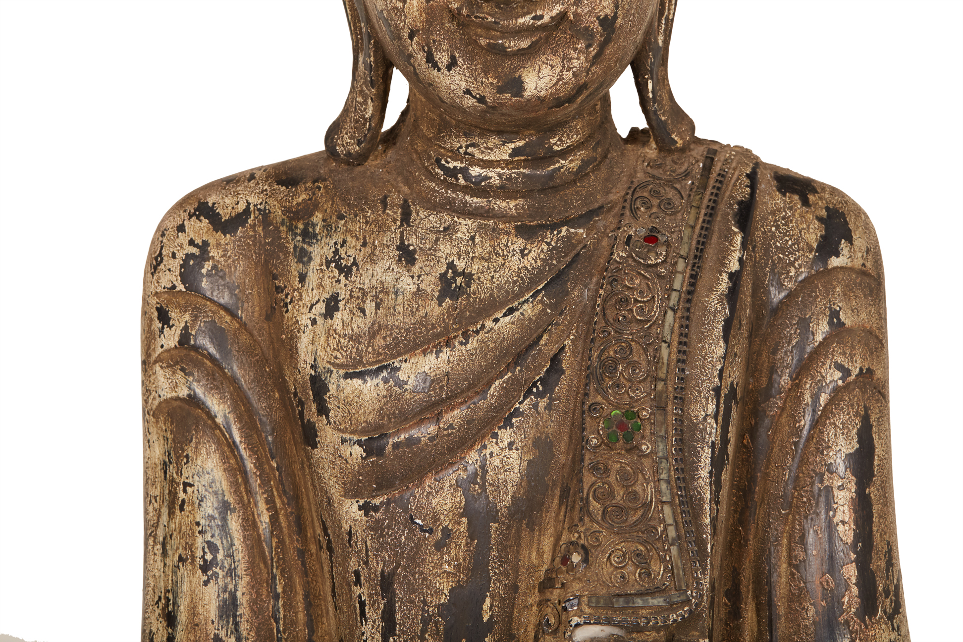 A WOODEN STANDING BUDDHA - Image 3 of 5