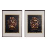 TWO LARGE FRAMED POSTERS OF CHINESE VASES