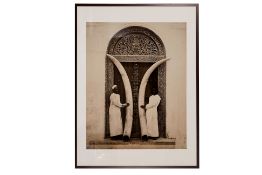 TWO IVORY TUSKS, ZANZIBAR FRAMED POSTER