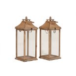 TWO WOODEN LANTERNS