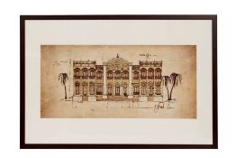 A POSTER PRINT OF A FACADE & ONE OTHER