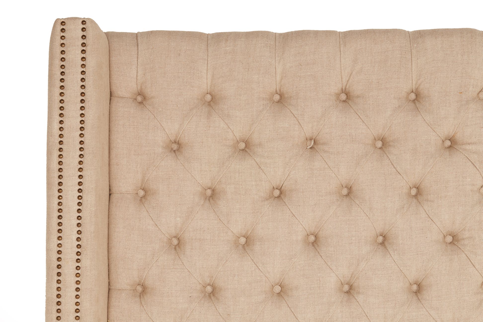 A TUFTED CREAM LINEN BUTTON BACKED HEADBOARD - Image 2 of 2